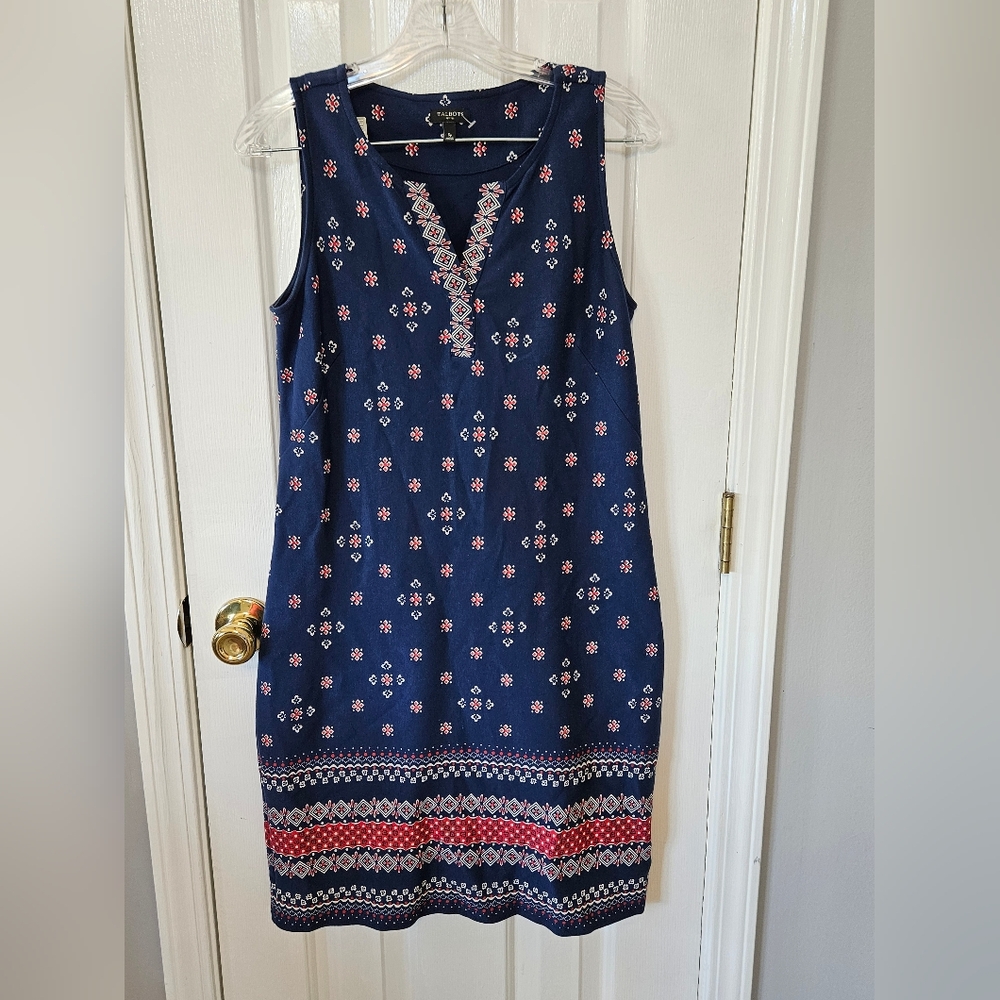Talbots Navy Floral Dress Pink and White Size SP